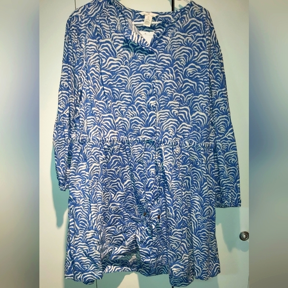 NEW H&M Oversized Waves Linen Shirt Dress - Picture 3 of 5